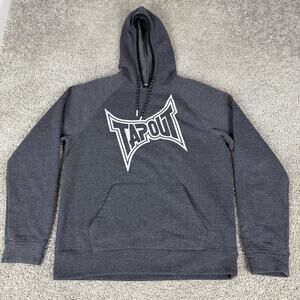 Tapout Hoodie Mens Medium Gray Pullover Sweatshirt Logo MMA Training Graphic